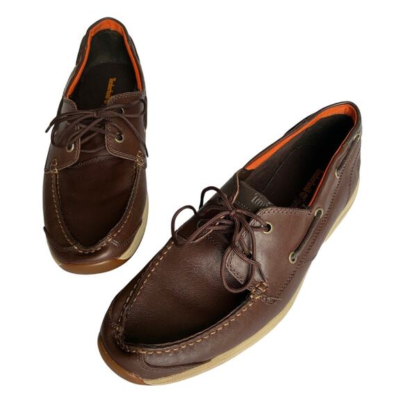 Timberland Boat Shoes Two Eye Ortholite Mens 11 Brown Nautical Preppy Old Money - Picture 1 of 14